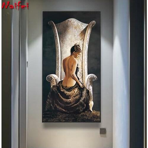 5d Diamond Painting Embroidery Landscape Picture of Rhinestones Diamond Mosaic Sexy Beauty in a Chair Handmade Gift DIY