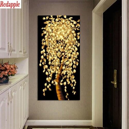 5D DIY Diamond Painting Abstract art, golden tree Full Square Round Drill Embroidery Cross Stitch 5D icon gift Home Decor mosaic