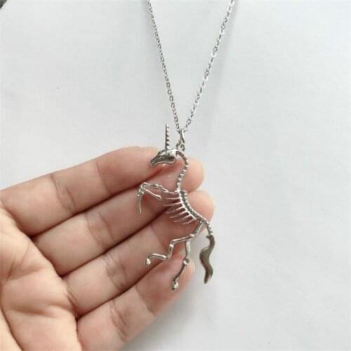 Unicorn Pegasus skeleton Three-dimensmoda mujer 2020 bijoux Chic necklace pendant faux long earrings for women jewellry set