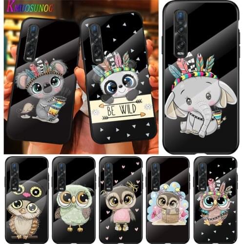 Cute Cartoon Animals For OPPO A9 2020 A52 Find X2 Lite Realme 7 7i C3 XT 6 5 Pro Tempered Glass Cover Phone Case