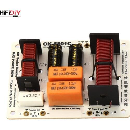 HIFIDIY LIVE OK-6801C 2.5/3 Way 3 speaker Unit (Tweeter +mid-bass +bass)HiFi Speakers audio Frequency Divider Crossover Filters