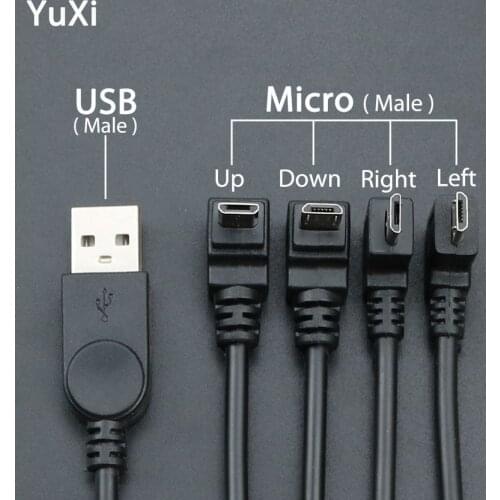 YuXi Up & Down & Left & Right Angled 90 Degree USB Micro USB Male to USB 2.0 A male Data Charge connector Cable for Tablet