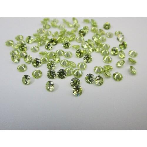 100pcs Per Lot 5A Grade Cubic Zirconia Stones 1.5mm 2.0mm Round Brilliant Cut 1-3mm Loose Olive Yellow CZ Stone