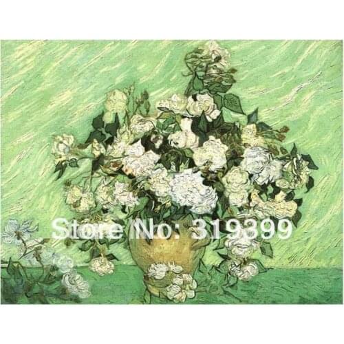 100% handmade Oil Painting reproduction on linen canvas,Free DHL Shipping,Museum quality, - Vase with rose by Vincent Van Gogh