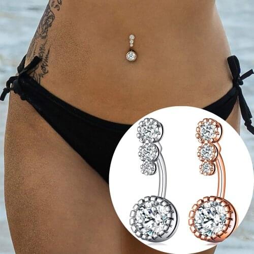 1Pc Crystal Rhinestone Heart-shaped Belly Button Rings Surgical Steel Navel Rings Belly Piercing Women Men Unisex Body Jewelry