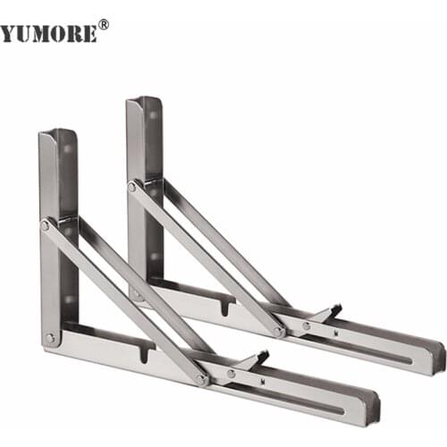 YUMORE 2pcs/lot Triangle Angle Bracket Stainless Steel Wall DIY Home Table Bench Decorative Heavy Support Folding Shelf Bracket