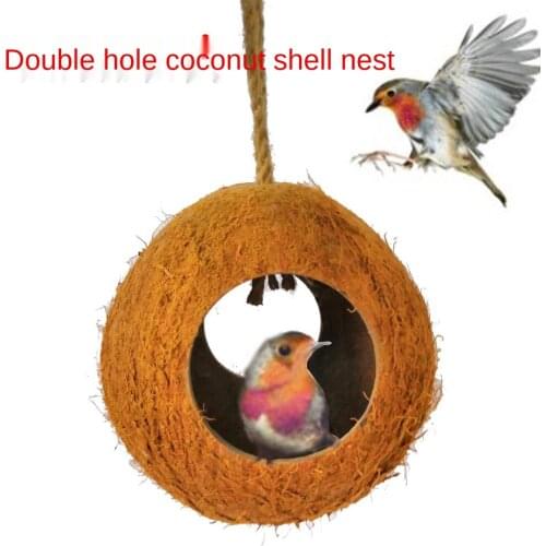 LHXMAS PET TOYS Parrot hamster lizard aquarium coconut shell shelter hiding cave nest two holes coconut shell bird nest