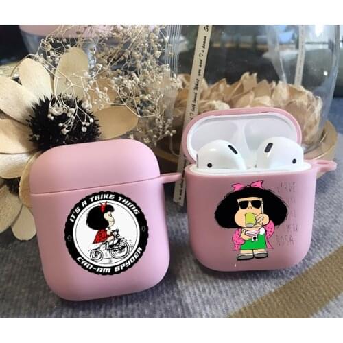 Fashion Lovely Mafalda Candy pink TPU silicone Bluetooth Airpod Case For Airpods 1 Airpods 2 Airpods pro soft cover
