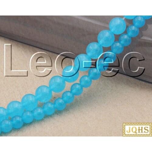Natural 6mm 8mm round sky-blue jades Stone Beads for Jewelry Making 15" v1370