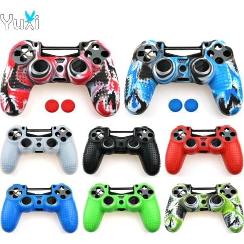YuXi Anti-Slip Silicone Cover Protective Case Skin For Sony PlayStation Dualshock 4 PS4 DS4 Pro Slim Controller Thumb Grips Caps