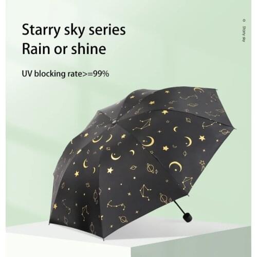 The New Fashion Sky with Star Automatic Umbrellas Reverse Umbrella Parasol Folding Rainy Female Parasol Sunshade Women Umbrellas