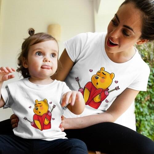 Winnie the Pooh Family Matching Clothes Boys and Girls Tshirt Men and Women All-fits Tops Summer Casual Moms Kids Tee shirt