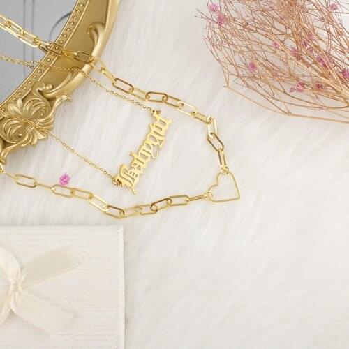 Personalized custom name necklace custom name layered necklace custom gothic font babygirl name custom necklace jewelry gift