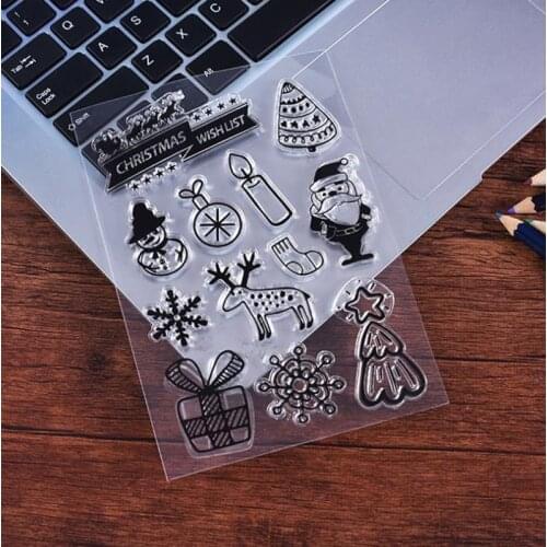 Seal for DIY Scrapbooking/ Father Christmas Deer Transparent Clear Silicone Stamp / Photo Album Decorative Clear Stamp