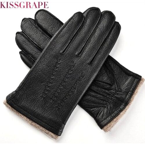 Brand New Winter Warm Genuine Leather Gloves for Men Classic Business Gloves Mens Warm Motorcycle Gloves Driving Cycling Guante