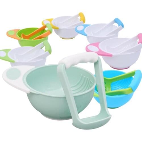 Baby Food Mills And Container Bowl Set Manual Grinding Dishes Infant Food Maker Tool Feeding Bowl Baby Fruit Food Containers