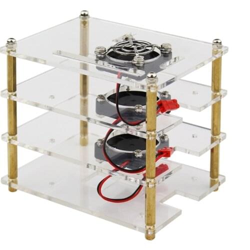 Clear Multilayer Raspberry Pi Cluster Case for Raspberry Pi 4 B Pi Rack Case with Cooling Fan for Raspberry Pi 3 Model B T84C