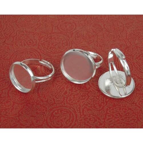 Blank Ring Settings with Round Curved Bezel Metal Glass Cabochons Ring Bases Findings DIY Jewelry Making Silver Plated