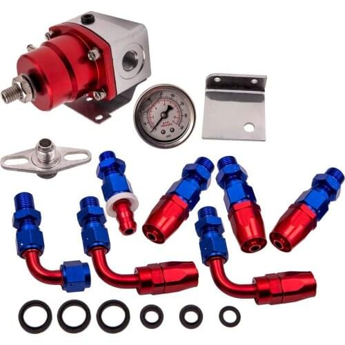 Adjustable Fuel Pressure Regulator Kit 100PSI Oil Gauge AN6 Fitting 800hp 100psi