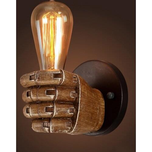 Retro Resin Fist Wall Lamp Creative Loft Industrial American Wall Lamps Sconce Rust Bedside Wall Lights Home Decoration Lighting
