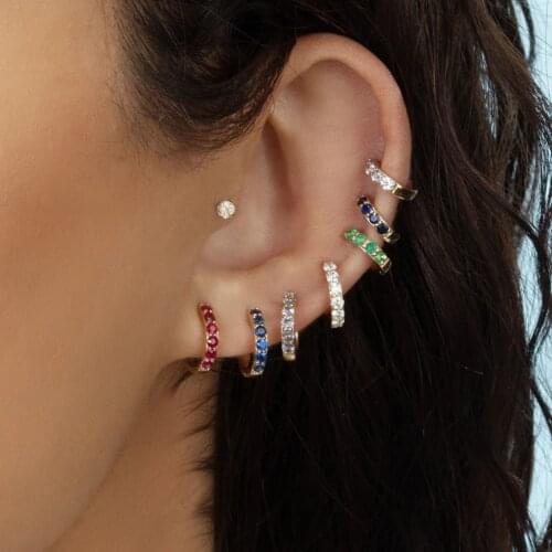 Simple Small Huggies Hoop Earrings Female Multicolor CZ Zircon Classic Tiny Ear Piercing Cartilage Jewelry Boho Hoops 2020 New