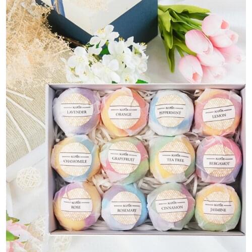 6/12pcs Natural Organic Bubble Bath Bombs Ball Essential Oil Bath Salt Balls Body Relaxation Skin Whitening Shower Bombs