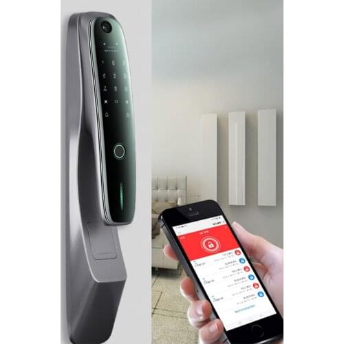 Qleung S918 Factory Price Smart Tuya Wifi Automatic Door Lock Biometric Fingerprint Password Key Card Smart Lock
