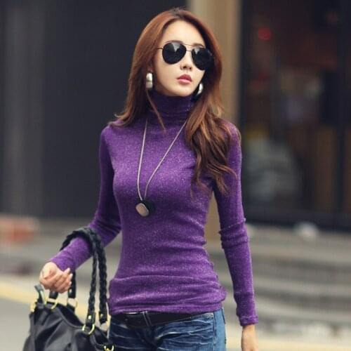 Turtleneck Warm Plus Velvet T Shirt Women Solid Tops Stretchy Long Sleeve Plus Size S-3XL Spring Autumn T-Shirt Slim Bottoming