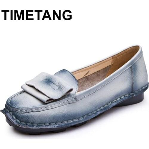 TIMETANG Women flats without lace women soft moccasins genuine leather moccasins shoes woman shallow mouth moccasins women