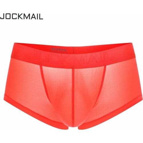 JOCKMAIL Sexy Boxer Men Underwear Ice Silk Breathable cueca U Convex Penis pouch BoxerShorts Gay Underwear Solid Male Panties