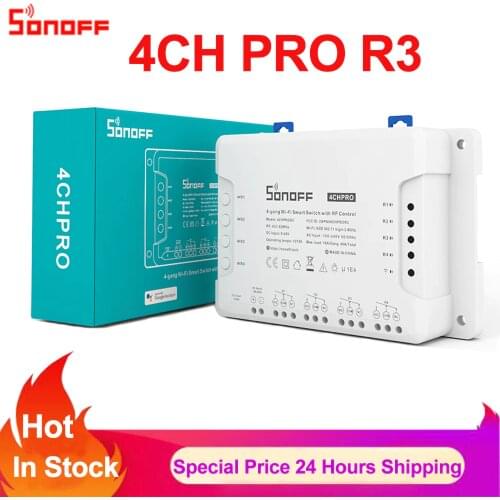 Sonoff 4CH PRO R3 Smart Wifi Switch Smart Home 4 Gang Interlock self-locking Inching Lock Mode Smart RF Switch Work Alexa Google