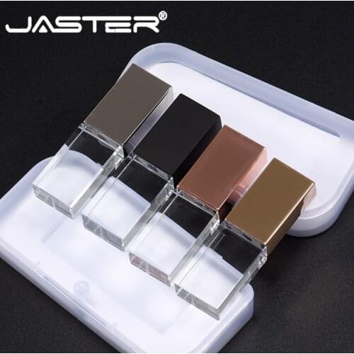 JASTER Fashion Crystal USB Flash Pen Drive Custom Logo cle USB 2.0 4GB 8GB 16GB 32GB 64GB Wedding Gift(Over 10pcs Free Logo)