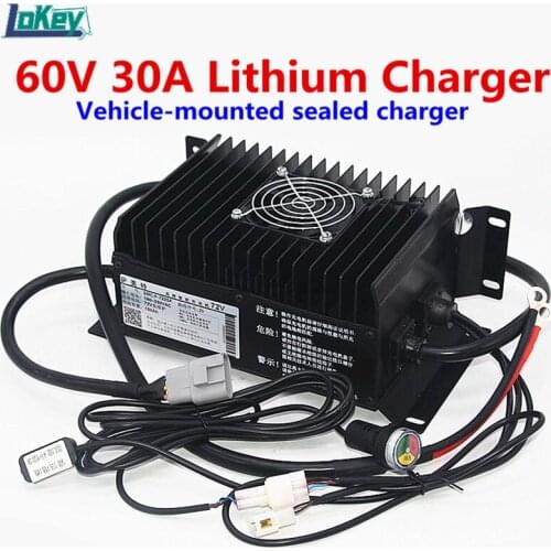 60V 30A Vehicle Seal Waterproof Charger For Lifepo4 Li ion Lithium Batterys 16S 17S 20S Smart Charger For Electric Car Forklift