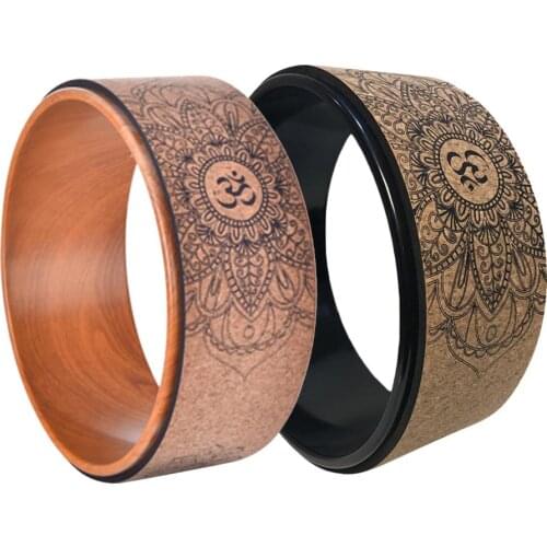 High Quality Natural Cork Yoga Wheel Fitness Wheel Hollow Improve Back Bending Stretch Pilates Circle Yoga Accessories