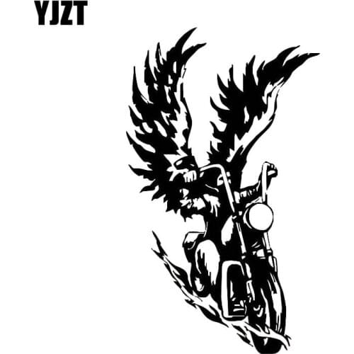 YJZT 9.5*16CM Cool Fashion Motor Biker Angel Vinyl Covering The Body Car Sticker Decal Black/Silver Silhoutte C20-1265
