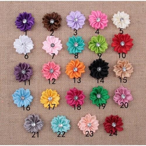 Yundfly 1.6" 30pcs Chic Mini Ribbon Flowers With Cone Button for Diy Headband Clips Hair Accessories Decorations