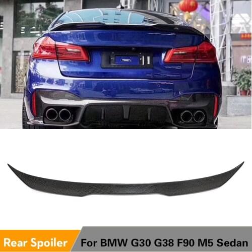 Carbon Fiber / FRP Rear Trunk Spoiler Boot Lip Wing Lid Spoiler For BMW 5 Series G30 F90 M5 2018 - 2020 Sedan 4 Door