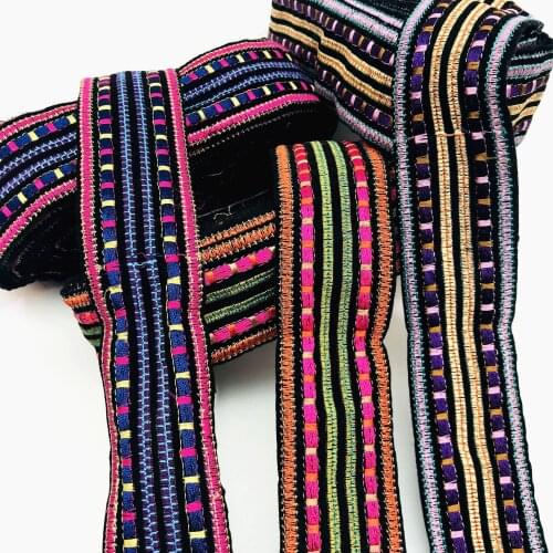 1 Yrads Ethnic Flower Ribbon Embroideried Trim Boho Lace DIY Clothes Bag Accessories Fabric Handmade DIY Sewing Supplies Craft
