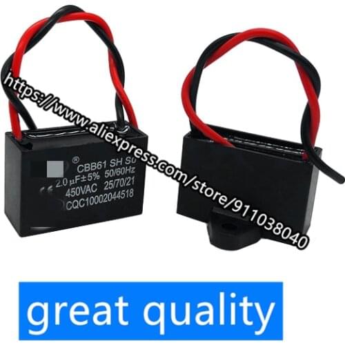 2pcs/lot CBB61 450V starting capacitor motor fan air conditioning 1uf 1.2uf 1.5uf 1.8uf 2uf 2.5uf 3uf 3.5uf AC Fan Capacitor
