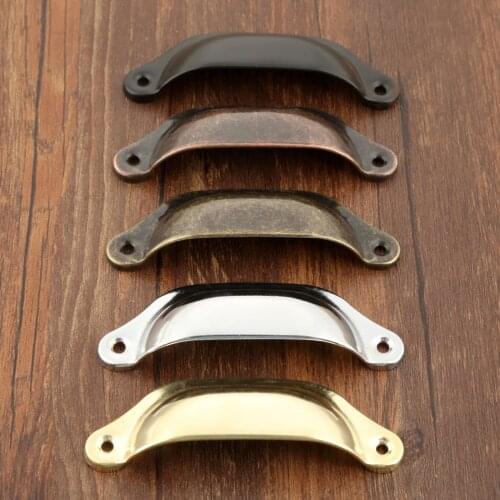 2Pcs Retro Kitchen Drawer Cabinet Door Handle Furniture Knobs Hardware Cupboard Antique Brass Shell Pull Handles 98x35mm