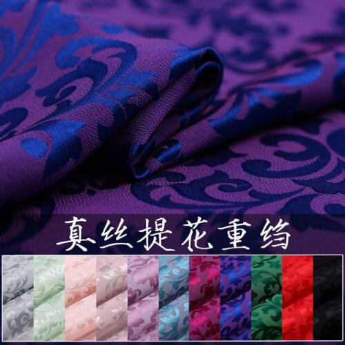 22 Momme 70% Mulberry Silk 30% Rayon Silk Fabric Jacquard Crepe Clothing Cheongsam Dress Silk Fabric 114cm wide