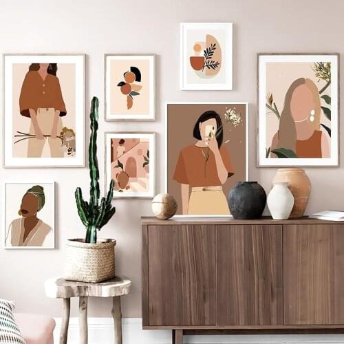 Abstract Fashion Vintage Girl Poster Minimalist Canvas Painting On The Wall Nordic Art Print Picture For Living Room Home Decor