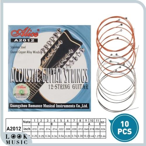 Alice String 12 String Acoustic Guitar Strings Coated Copper Alloy Wound Steel Core A2012 Folk Acoustic Guitar Accessories
