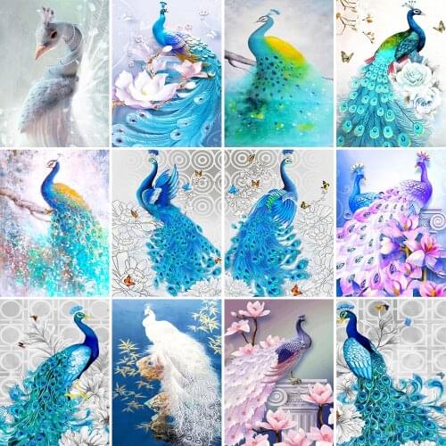 5D DIY Diamond Painting Animals Peacock Cross Stitch Kit Full Drill Embroidery Mosaic Art Picture of Rhinestones Home Decoration