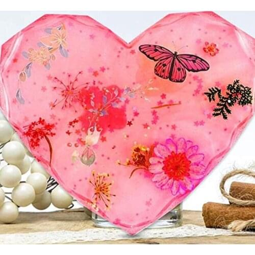 Diamond Rim Heart-shaped Round Coaster Resin Molds for Resin Casting Epoxy Resin Mold for Artificial Agate Sheet T21F