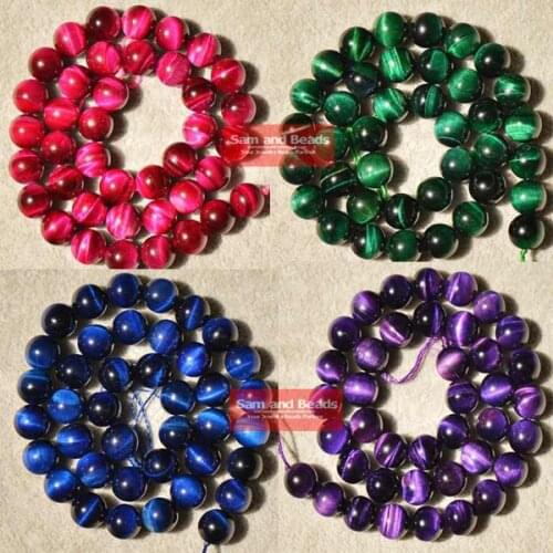 Free Shipping Natural Stone Blue Lapis Lazuli Tiger Eye Agata Round Loose Beads 16" Strand 4 6 8 10MM Pick Size BTEB01