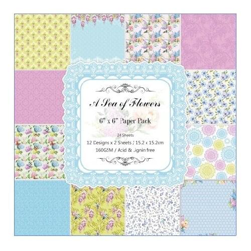 6" 12/24sheets A sea of Flowers Origami Paper Scrapbook Paper DIY Background Card Making Home deco