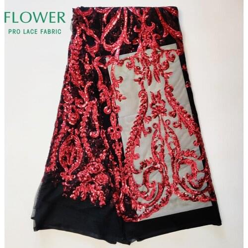 Burgundy Wine Red Color Sequined Embroidered Mesh Lace Fabrics Unique Sequins Style African Nigerian Wedding Bride Net Fabric