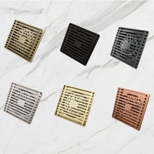 Floor Water Drain Stripe Cover Matt Black/Rose Gold/Silver Brushed/Antique Bronze for Bathroom Kitchen Garden Balcony