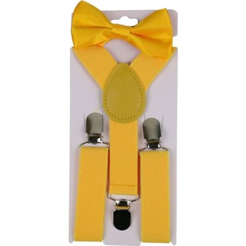 Winfox Black Red Yellow Children Suspenders Bowtie Set Baby Boys Girls 2.5cm Wide Suspenders Clip-on Y-Back Bow Tie Kids Braces